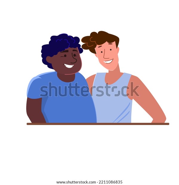 Two Friends Together Vector Characters Men Stock Vector (Royalty Free ...