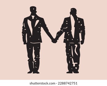 Two friends walking hand in hand along a winding path, with the sun shining bright overhead and a picturesque landscape stretching out before them. This illustration captures the joy and companionship