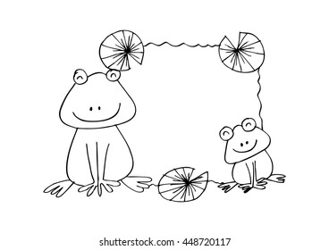 Two Frogs Mother and Baby. Sketchy style.