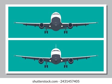 Zwei Frontalaufnahmen eines Flugzeugs, das gerade landen wird