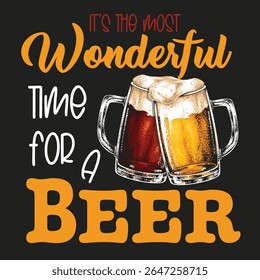 Two frosty mugs filled with different types of beer are shown promoting a festive atmosphere. Enjoying beer with friends creates memorable moments during gatherings.