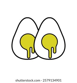 Two Fry eggs with bright yellow yolks spilling out. Egg Icon Vector.