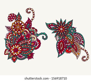 Two fully editable floral ornaments of autumn colors.