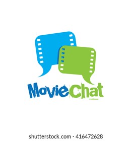 Two fun dynamics and colorful talking bubble shape with movie strip design in vector format over white isolated background