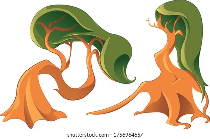 Two Fun Illustrated Tree Elements.