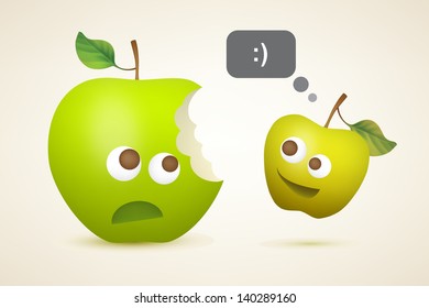 Two funny apples. Vector illustration created using gradient meshes.