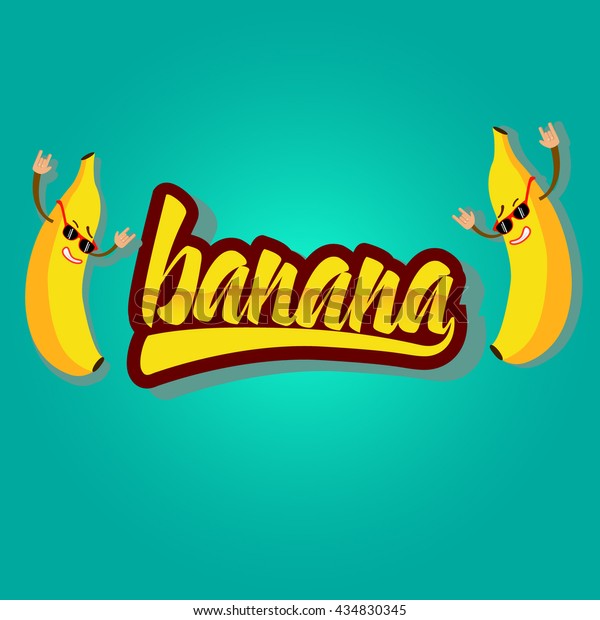 Two Funny Bananas Banana Lettering Stock Vector (Royalty Free) 434830345