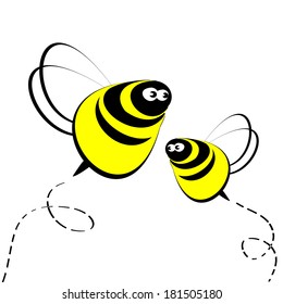 two funny bees. Vector 