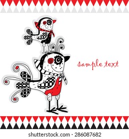 Two funny birds on a white background.