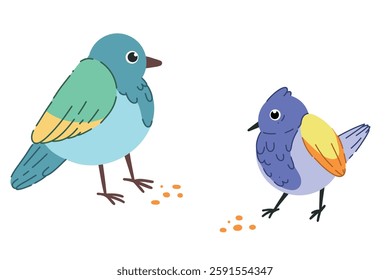 Two funny birds that look like pigeons are standing, gnawing on sunflower seeds and talking for life. Spring has come. You can buy them, or you can pass them by.