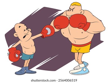 Two funny boxers. Illustration concept template for website, web landing page, banner, presentation, social, poster, promotion or print media.