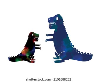 Two funny cartoon dinosaurs. Vector illustration.