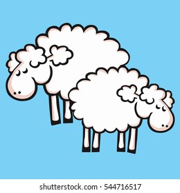 Two funny cartoon sheeps
