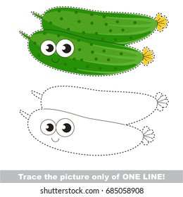 Two Funny Cucumbers to be traced only of one line, the tracing educational game to preschool kids with easy game level, the colorful and colorless version.