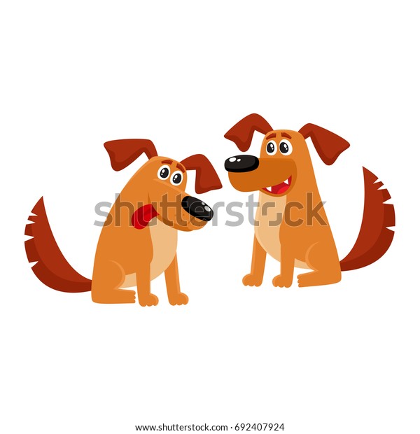 Two Funny Cute Brown House Dog Stock Vector (Royalty Free) 692407924 ...