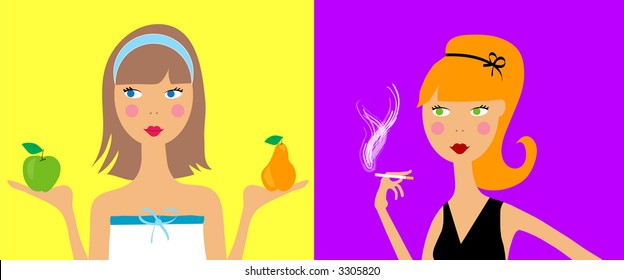 two funny girls in vector