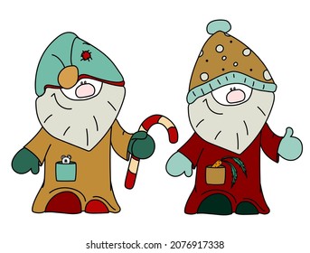 Two funny gnomes for your Christmas design