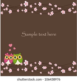 Two funny, love the owl sitting on a flowering branch