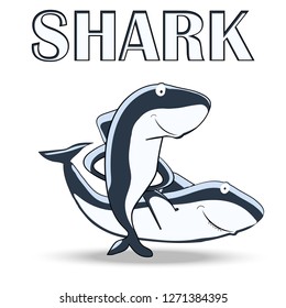 
two funny shark on a white background vector