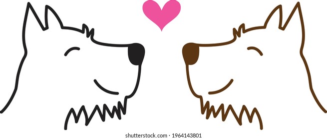 Dos perros sonrientes graciosos de fondo blanco
