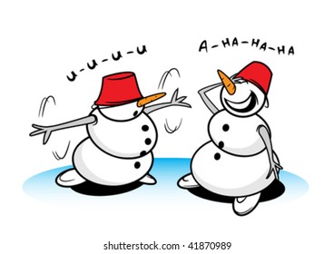 Two funny snowman
