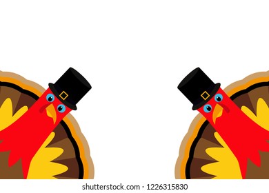 Two funny Thanksgiving turkey on white background