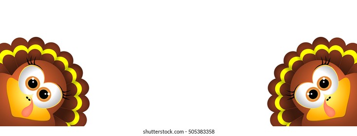 Two funny turkeys on a white background. Thanksgiving Card Design Template.