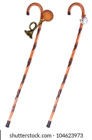 Two funny walking stick with bell and klaxon from clyster
