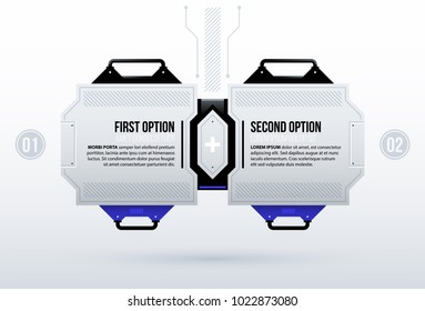 Two futuristic options in clean hi-tech/techno style on white background