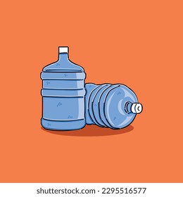 two gallons of blue water filled with water on an orange background vector illustration design