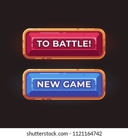 Two game buttons flat illustration. Game interface elements.