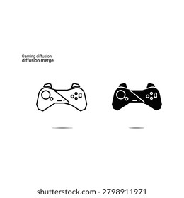 Two game controllers with crossed wires on white background controllers background