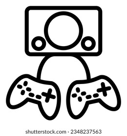 Two gamepads line icon. Video gaming vector illustration isolated on white. Game controller outline style designed for and app. Eps 10.