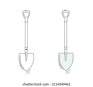 Two garden shovels for earthworks. A tool for digging and transplanting plants. Gardening, a set of tools for planting