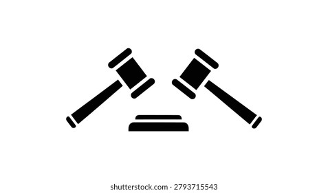Two Gavel And Sound Block Silhouette Against A White Background gavels judges auction law hammer