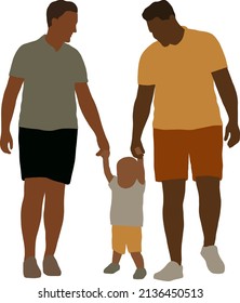 Two Gay Black Dads Lead Their Little Son By The Hand