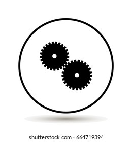 two gear Icon, flat design style on white background