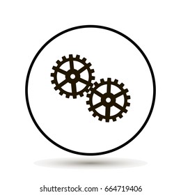 Two gear Icon, flat design style Vector icon with shadow