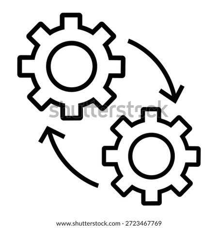 Two gear icons with arrows forming a cycle