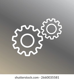 Two gear icons on gradient gray background