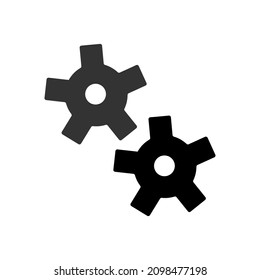 Iconos de dos ruedas de engranajes. Antecedentes tecnológicos. símbolo de trabajo Web. Diseño plano. Arte moderno. Ilustración vectorial. Imagen de archivo. EPS 10.