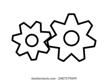 Two gear wheels black icon