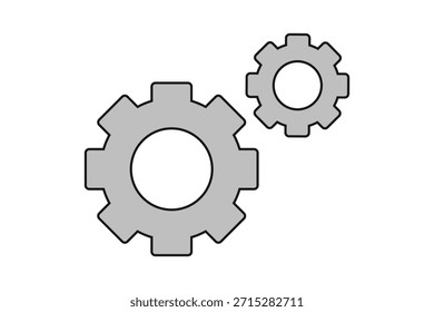 Two gear wheels machinery. Vector icon symbol