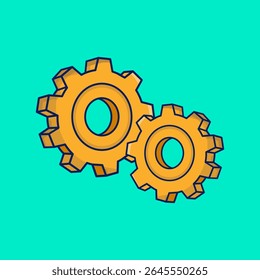 Two Gears Cartoon Vector Illustration