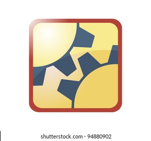 two gears connected to the frame. Vector. Simulation of volume.