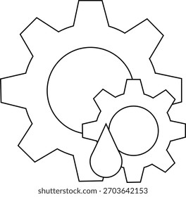 Two gears of different sizes with an oil droplet between them