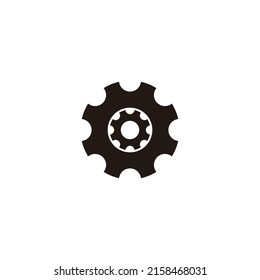 Zwei Zahnräder geometrisches Symbol mit einfachem Logo, Vektorgrafik