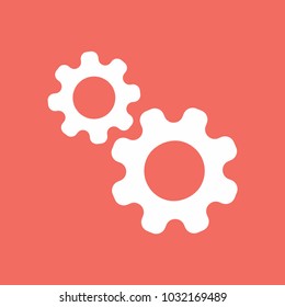 Two gears icon flat design vector illustration set. 