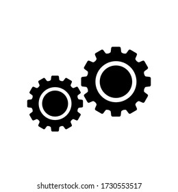 símbolo vectorial de icono de dos engranajes sobre fondo blanco.