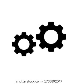 símbolo vectorial de icono de dos engranajes sobre fondo blanco.